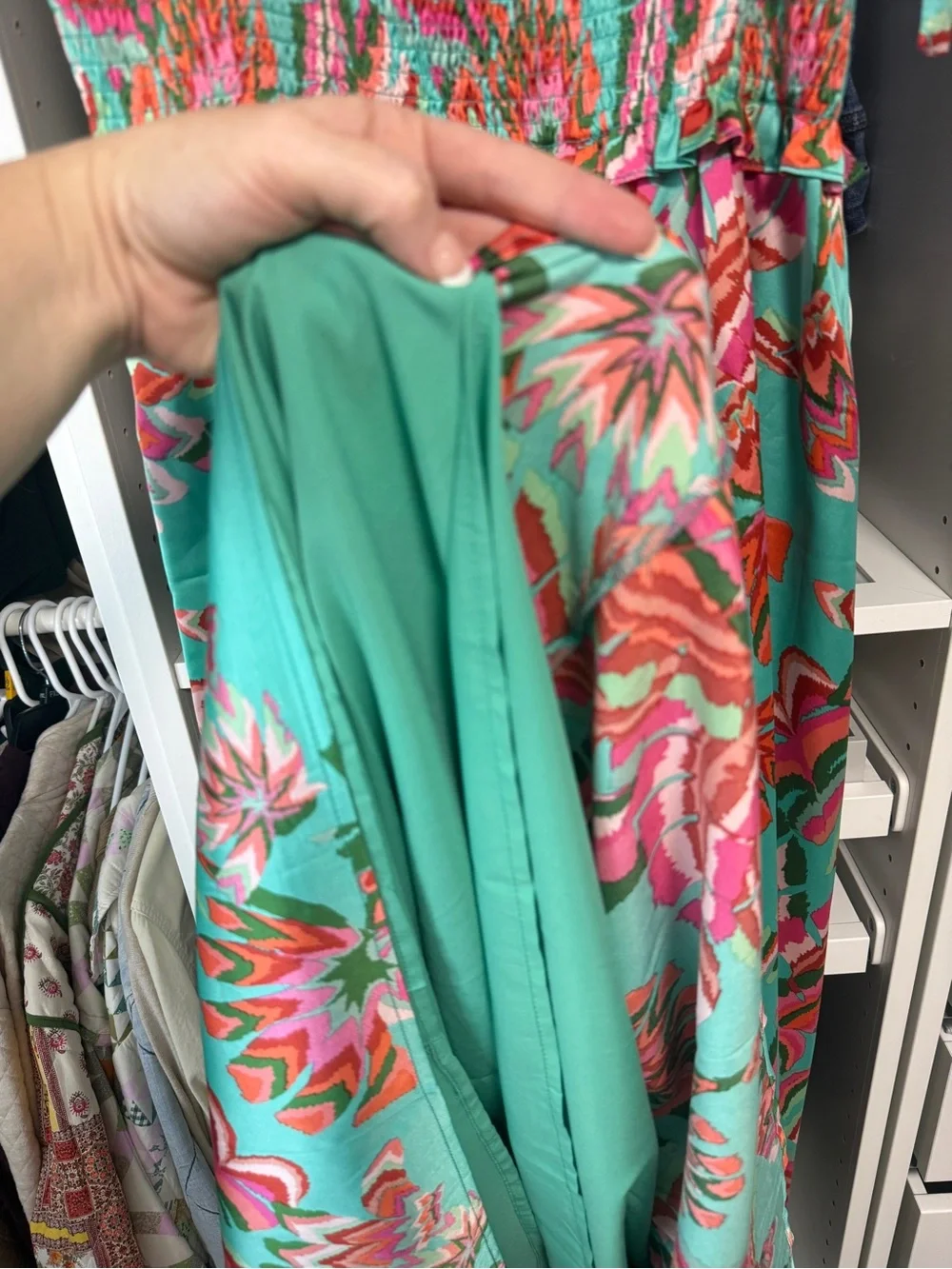 Chic Soul Teal Floral Smocked Maxi Dress with Tie Shoulders - Picture 7 of 12